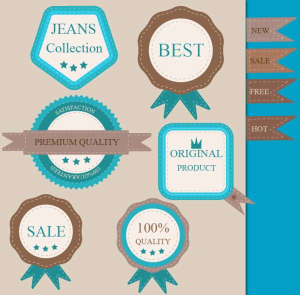 Classics label stickers 01 - vector material