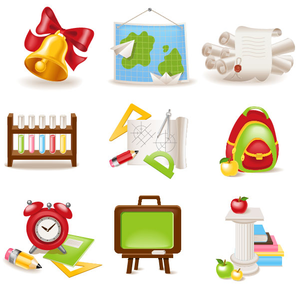 Cartoon school supplies 04 - vector material
