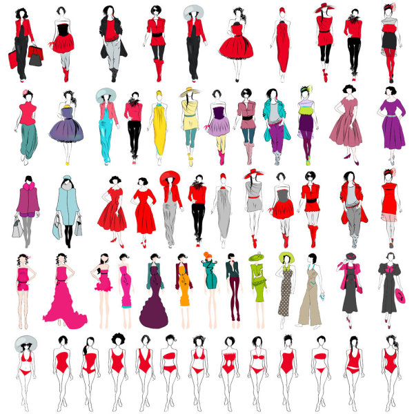 Cartoon beauty trend 02 - vector material