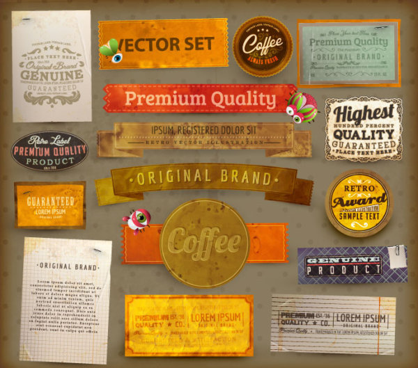 Classics label stickers 03 - vector material