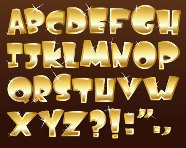 Metallic font design 03 - vector material