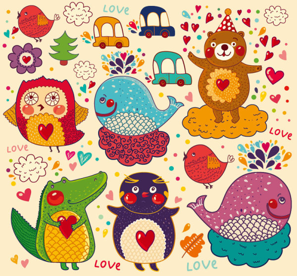 Hand-drawn cartoon pattern 01 - vector material