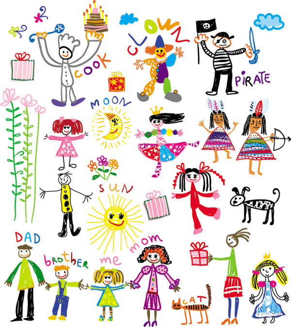 Cartoon illustrator of children 02 - vector material