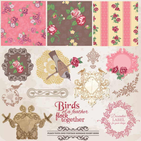 Classics label stickers 01 - vector material