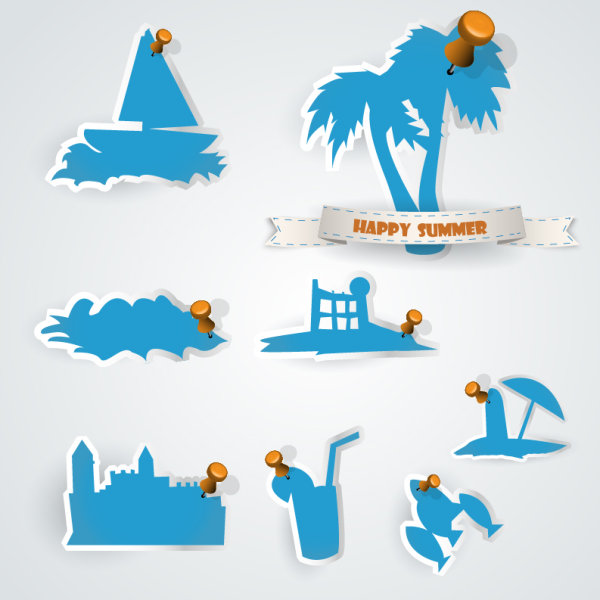 Blue graphic sticker 02 - vector material
