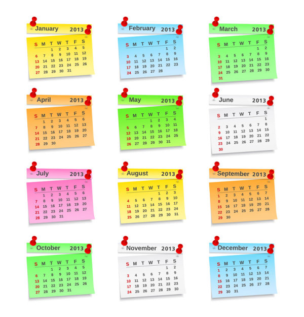 Creative 2013 calendar grid 03 - vector material