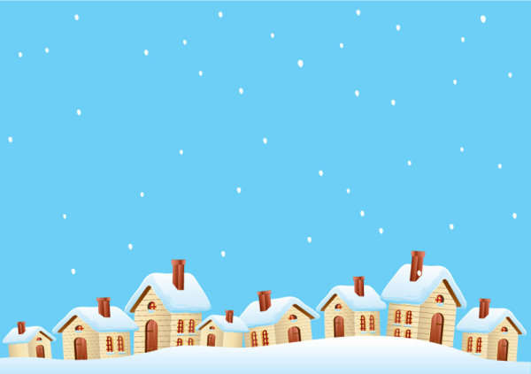 Cartoon cabin background 01 - vector material