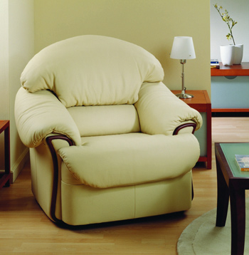 Modern light color single leather sofa