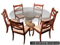 3D model of the composition of the open-air small courtyard tables and chairs