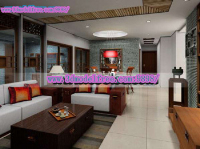 The blue brick Chinese modern living room 3D model