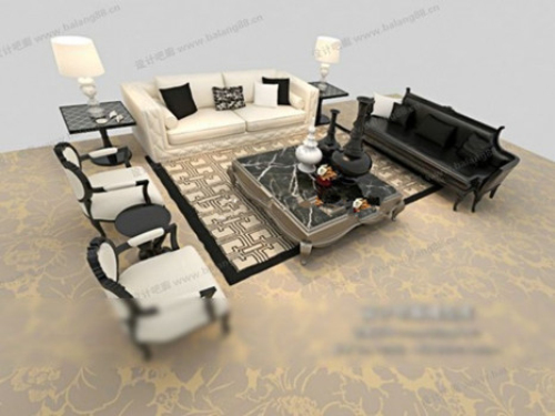 Black and white sofa 3d model