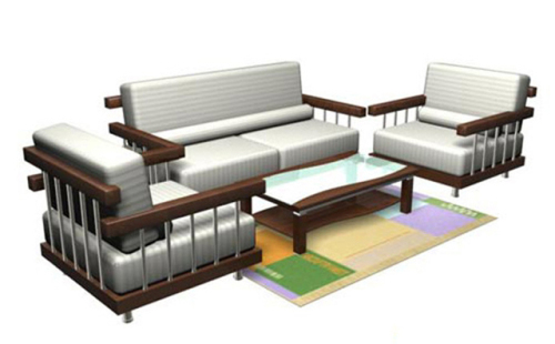 Wooden sofa table 3D model