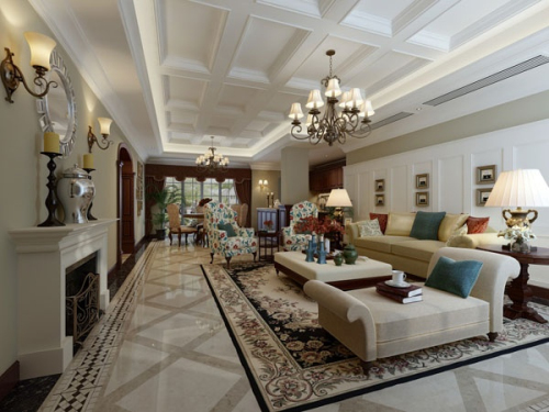 3d model of European-style living room