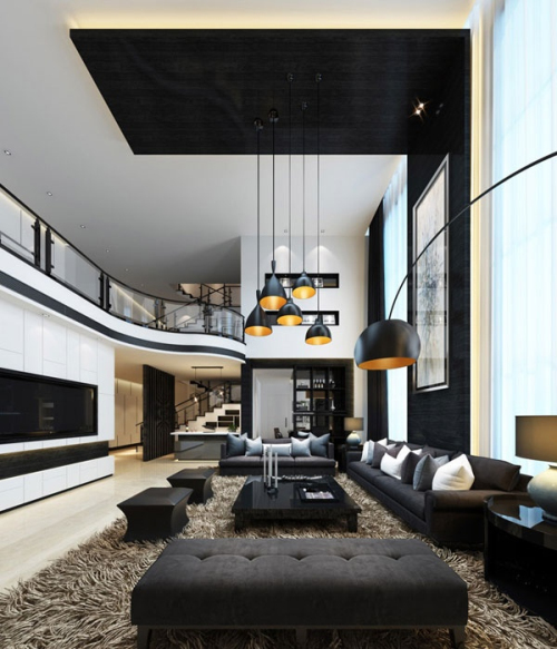 split-modern living room 3d model