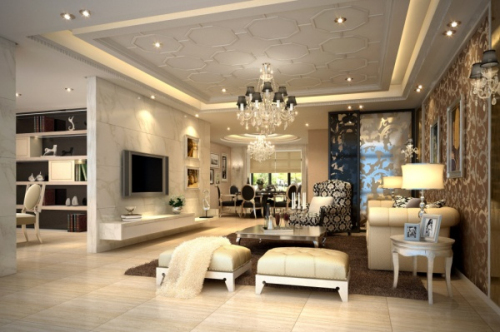 3D model of the large living room in the fashion
