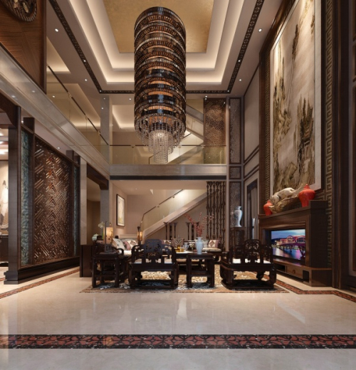 Luxury Chinese living room 3D model