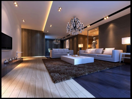 Modern, stylish large living room 3d model