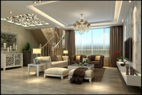 Fashion white minimalist living room 3D model