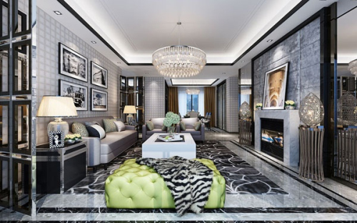 Grey Modern Living Room 3D model