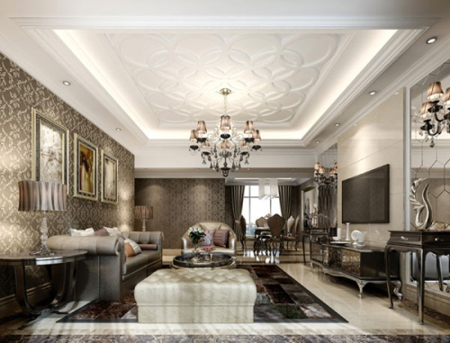 Luxury richly decorated living room 3D model