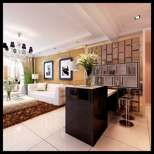 Refined decoration of small living room 3D model