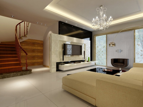 Spacious modern living room 3D model