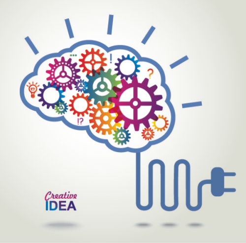 Brain cartoon abstract elements