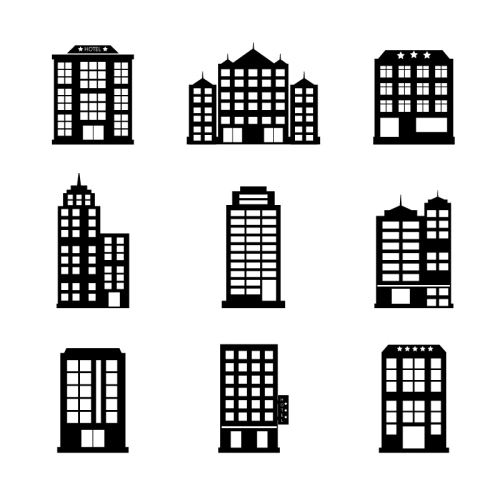9 Fashion Hotel building design vector material