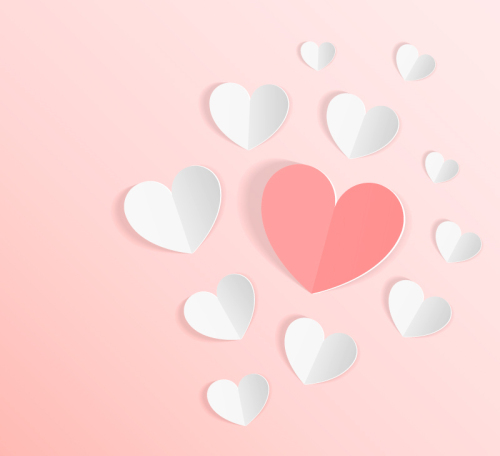 Love background vector material elegant paper cutting