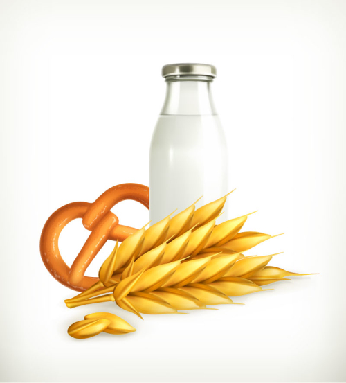 Healthy breakfast cereal milk vector material