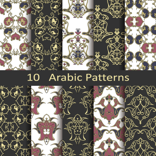 10 models arabesque seamless background vector material