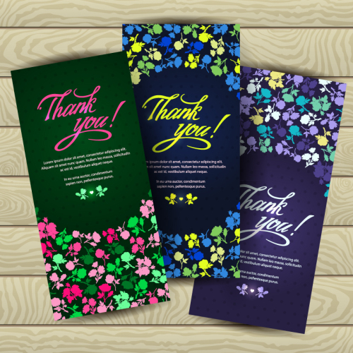 3 floral decoration Thanksgiving card vector material
