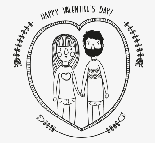 Hand-painted in a couple of love vector material
