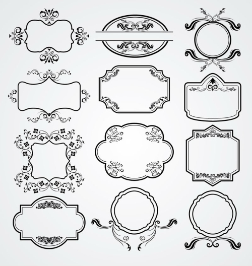 12 elegant black border pattern vector material