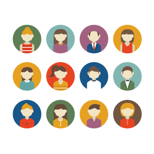 12 circular portraits design vector material