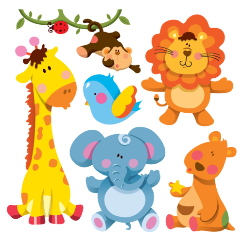 7 of cute cartoon animals vector material