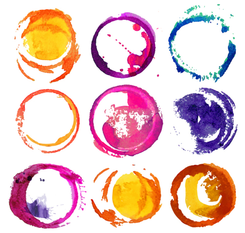 9 Watercolor ring design vector material