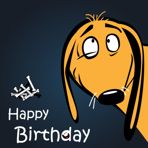 Yellow Dog cartoon birthday cards vector material