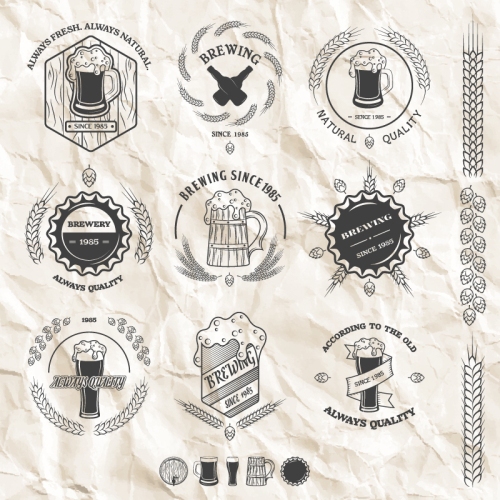 9 fold paper beer label vector material
