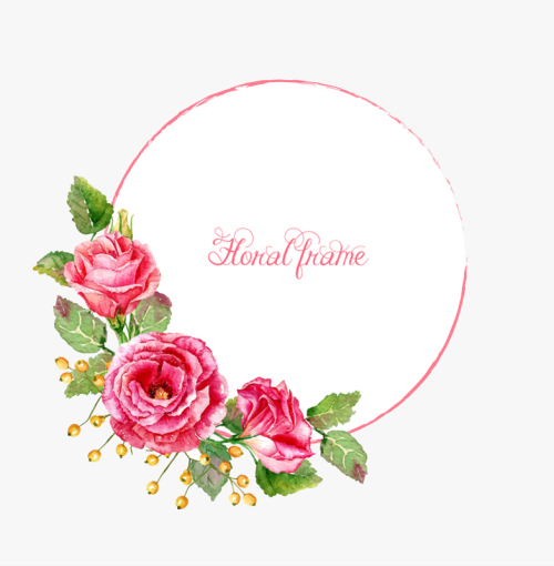 Watercolor flower frame vector material