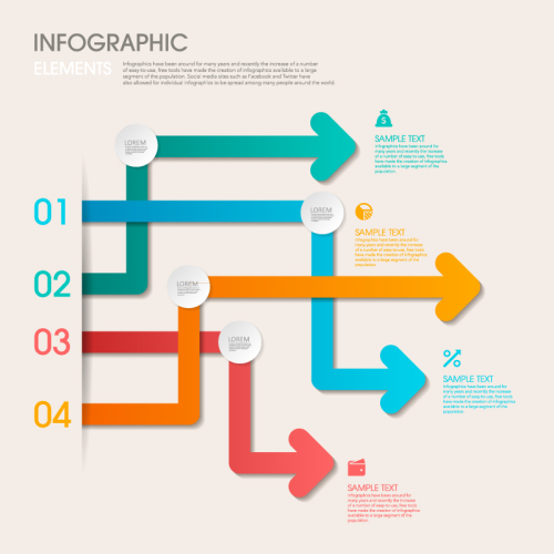Colored arrows vector diagram Business Information