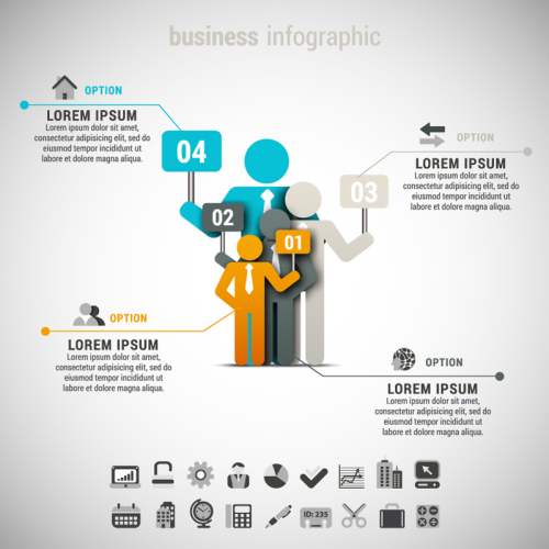 People of color paper business information map vector material