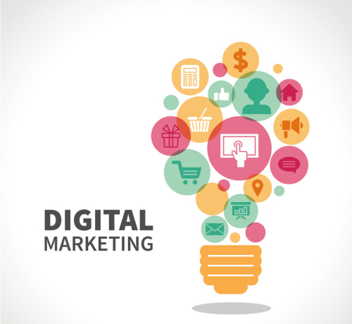 Digital Marketing bulb element vector material