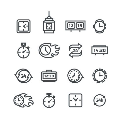 16 paragraph black clock icon vector material