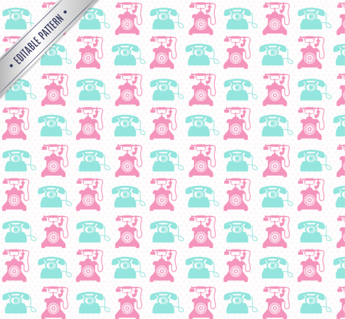 Telephone seamless background color vector material