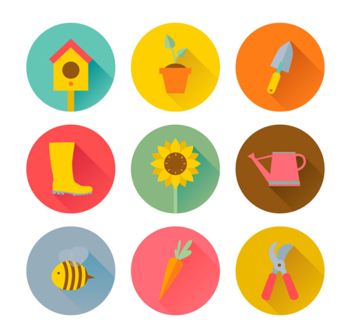 9 round gardening icon vector material
