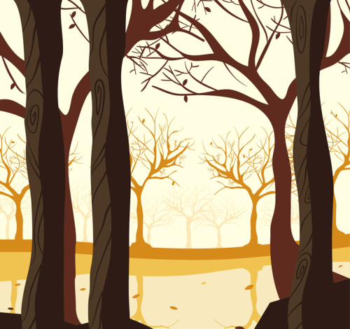 Creative fall forest illustration vector material